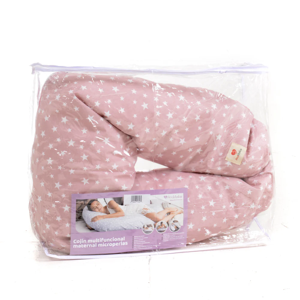 Cojín Maternal Multifuncional De Micro Perlas Rosado Amamantas - Image 4