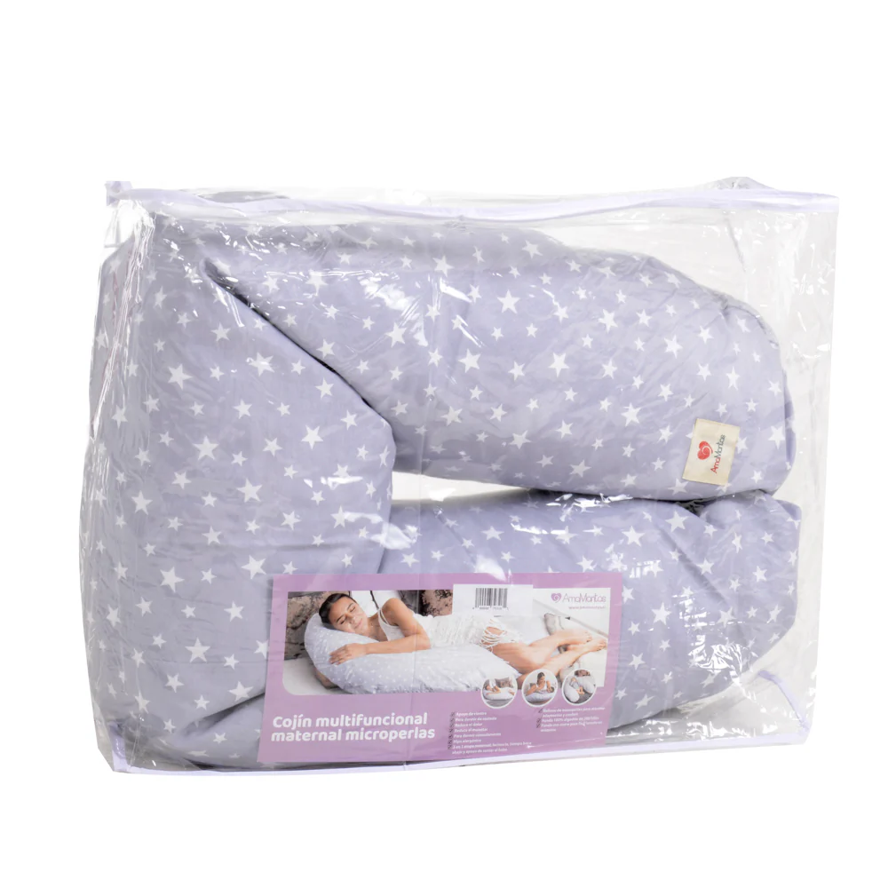Cojín Maternal Multifuncional De Micro Perlas Gris Amamantas - Image 5
