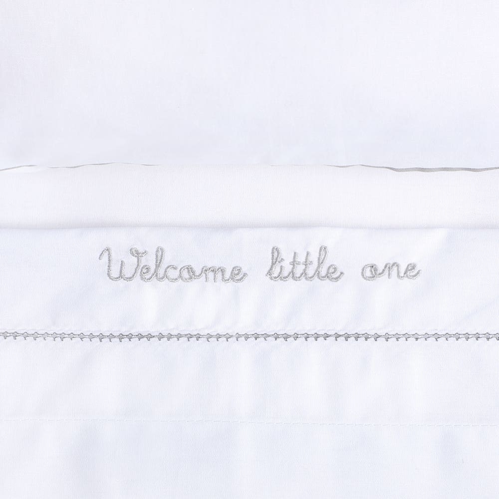 Juego De Sábanas Playard Lisas Más Funda Blanca Borde Gris Infanti - Image 2