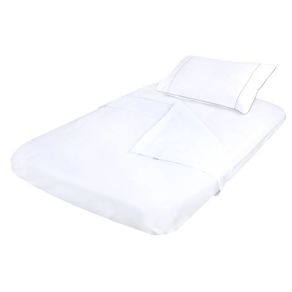 Juego De Sábanas Playard Lisas Más Funda Blanca Borde Gris Infanti - Image 3
