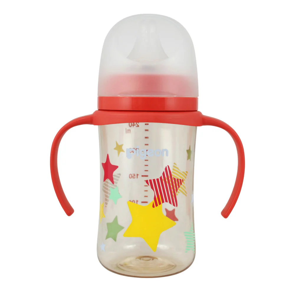 Mamadera Softouch PPSU con Asas 240 ml Estrellas Pigeon