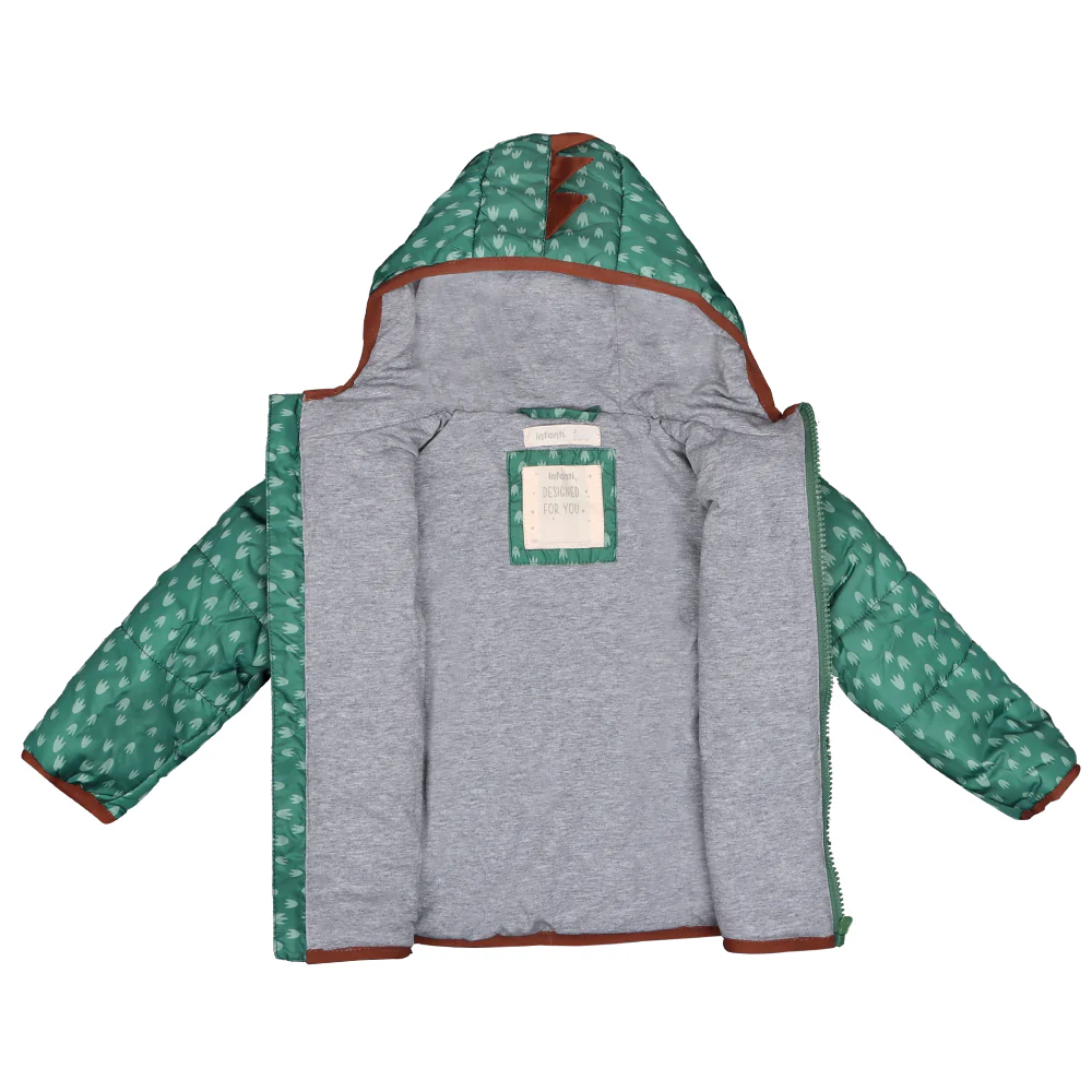 Parka Con Gorro Dino Niño Infanti Verde - Image 3