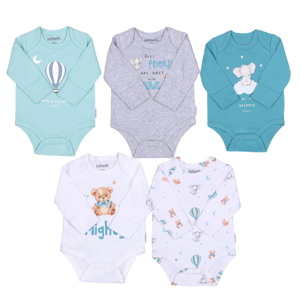 Quintupack Body Baby Animals Niño Algodón Infanti